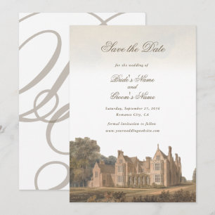 Vintage englische Manor Chateau Villa Hochzeit Save The Date