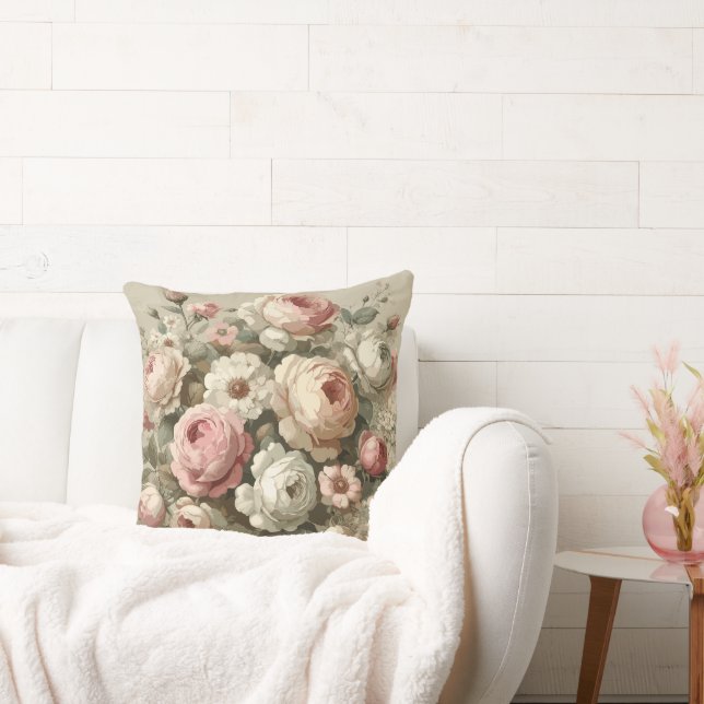 Vintage englische Rose Garden Cotgore Deco Kissen (Liege)