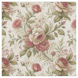 Vintage-englische Rose und cremefarbene Blumengart Stoff