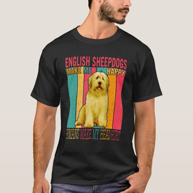 Vintage englische Schafhunde machen glückliche Men T-Shirt (Vorderseite)