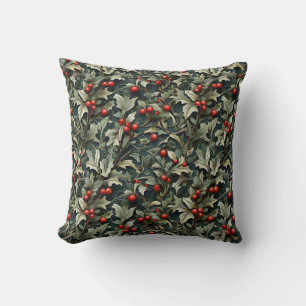 Vintage englische Stechpalmenbeere botanisch Kissen