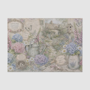 Vintage Englischer Cottage-Garten Hydrangeen Finge Seidenpapier
