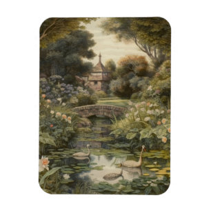 Vintage englischer Garten & Schwäne Botanische Kun Magnet