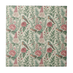 Vintage englischer Garten Vogel & Rose Blumenmuste Fliese