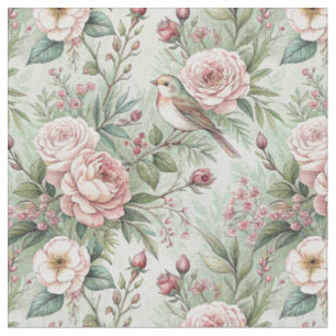 Vintage englischer Garten Vogel & Rose Blumenmuste Stoff