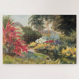 Vintage englischer Landgarten und Teich Puzzle