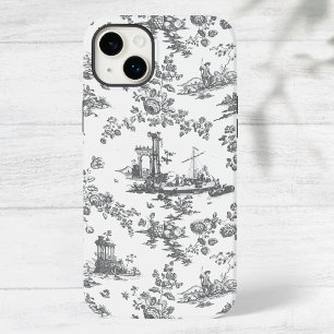 Vintage englisches Blumen-Toile de Jouy-Grau Case-Mate iPhone 14 Plus Hülle