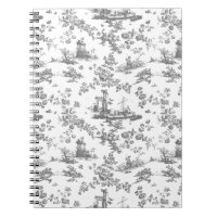 Vintage englisches Blumen-Toile de Jouy-Grau