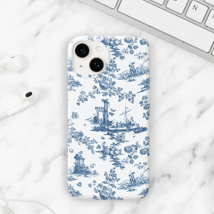 Vintage englisches Blumendesign Toile de Jouy-Blau Case-Mate iPhone 14 Hülle