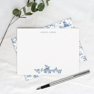 Vintage englisches Blumendesign Toile de Jouy-Blau Mitteilungskarte
