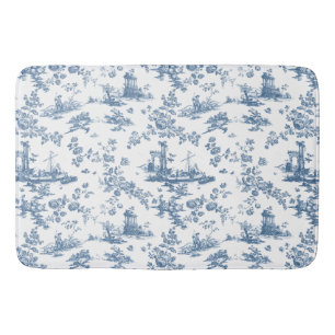 Vintage englisches Blumengemuster Toile de Jouy-Bl Badematte
