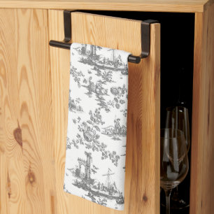 Vintage englisches Blumengemuster Toile de Jouy-Bl Geschirrtuch