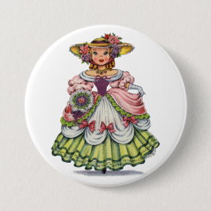 Vintage englisches Mädchen in elisabethanischer Kl Button