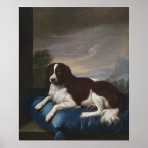 Vintage English Springer Spaniel auf einem Kissen Poster