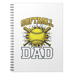 Vintage-Engraving-Shirt-Design für Softball-Väter_ Notizblock