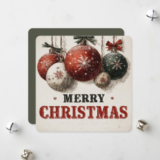 Vintage Engraving Style Christmas Ornaments Feiertagskarte