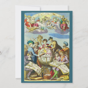 Vintage Entdecker mit antiker Globenkarte, 1542 Einladung