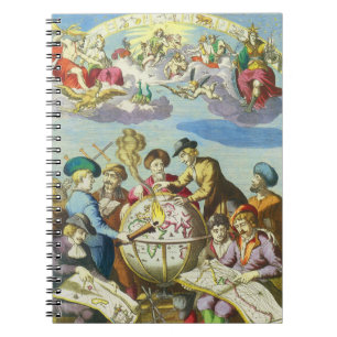 Vintage Entdecker mit antiker Globenkarte, 1542 Notizblock