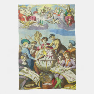 Vintage Entdecker mit antiker Globuskarte, 1542 Küchentuch
