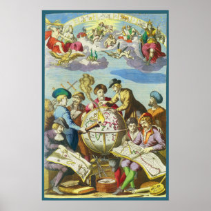 Vintage Entdecker mit antiker Globuskarte, 1542 Poster