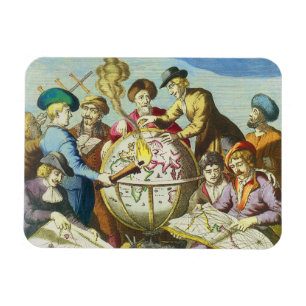 Vintage Entdecker mit antiker Weltkarte, 1542 Magnet