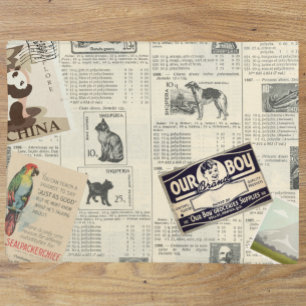 Vintage Entdeckungsreise durch Ephemera Briefmarke Seidenpapier