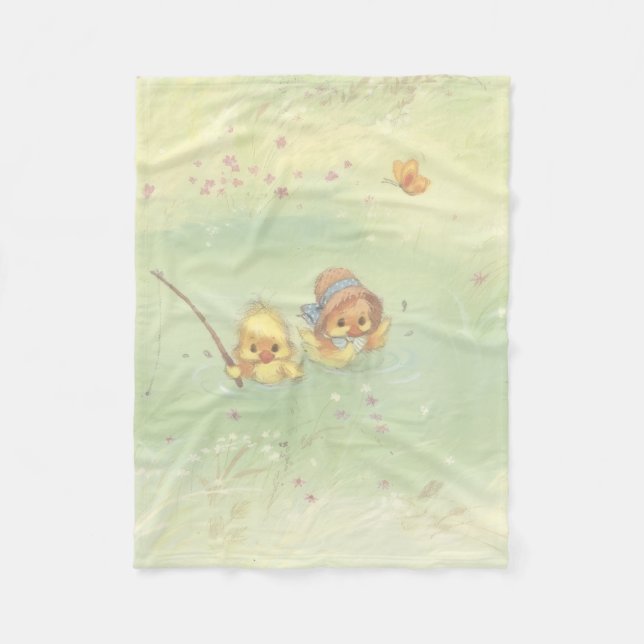 Vintage-Enten-Babodecke  Fleecedecke (Vorderseite)