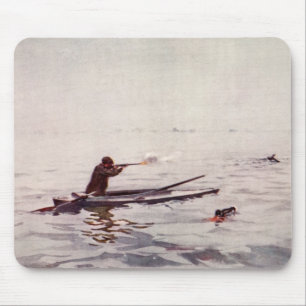 Vintage-Entenjagd-Seekajak-Sportler-Mauspad Mousepad