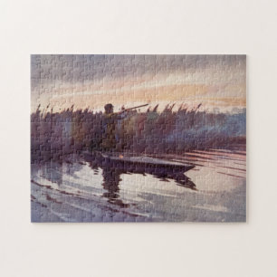 Vintage-Entenjäger-Sportlerboot-Jigsaw-Puzzle Puzzle