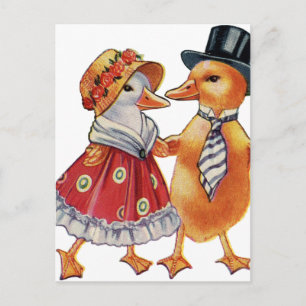 Vintage Entenpaar Postkarte