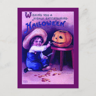 Vintage Entertaining Halloween Postkarte