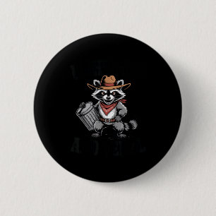 Vintage enthemmter und verwilderter Waschbär-Cowbo Button