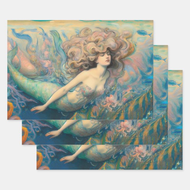 Vintage Entkopplung von Mermaid Geschenkpapier Set (Set)