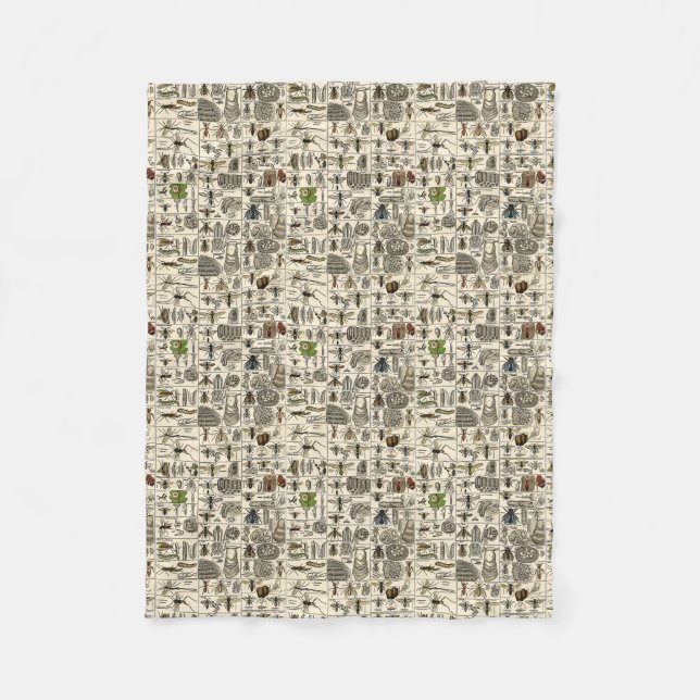 Vintage Entomologie Fleecedecke (Vorderseite)