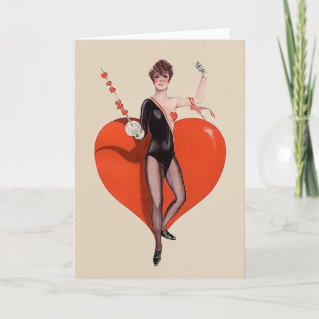 Vintage Epee-Fechter-Gruß-Karte Karte (Vorderseite)