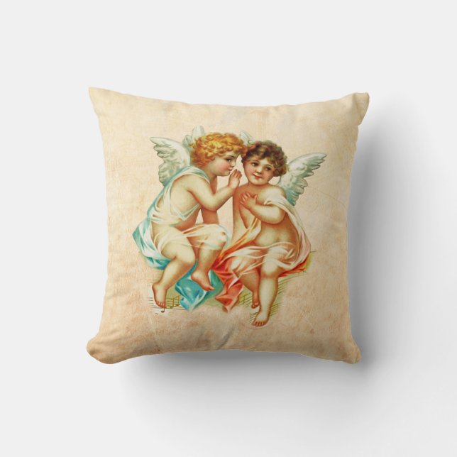Vintage Ephemera Angel Cherubs Illustration Kissen (Vorderseite)