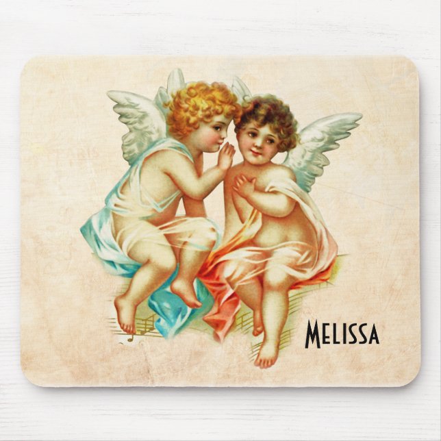 Vintage Ephemera Angel Cherubs Illustration Mousepad (Vorne)