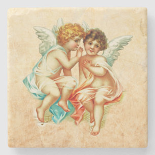 Vintage Ephemera Angel Cherubs Illustration Steinuntersetzer