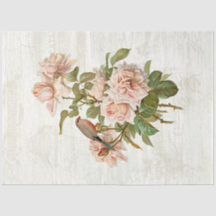 Vintage Ephemera Botanische Blume Vogeldekoupage Seidenpapier