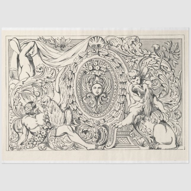 Vintage Ephemera Decoupage Antique Illustration Seidenpapier (Vorderseite)