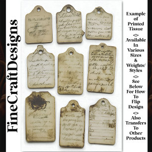 Vintage Ephemera distressed Tags AJ0 Decoupage Seidenpapier
