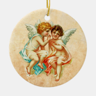Vintage-Ephemera-Engel-Cherubs-Illustration Keramik Ornament
