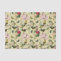 Vintage Ephemera Rose Schmetterlinge und Vogelmust