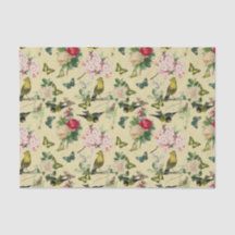 Vintage-Ephemera-Rosen-Schmetterlinge- und Vögel-M