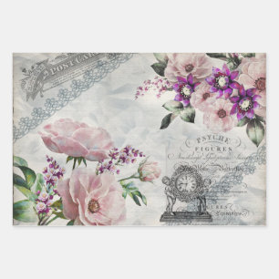 Vintage-Ephemera Shabby Chic Geschenkpapier Set