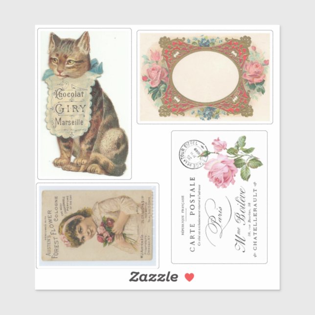 VINTAGE EPHEMERA STICKER-SAMMLUNG AUFKLEBER (Blatt)