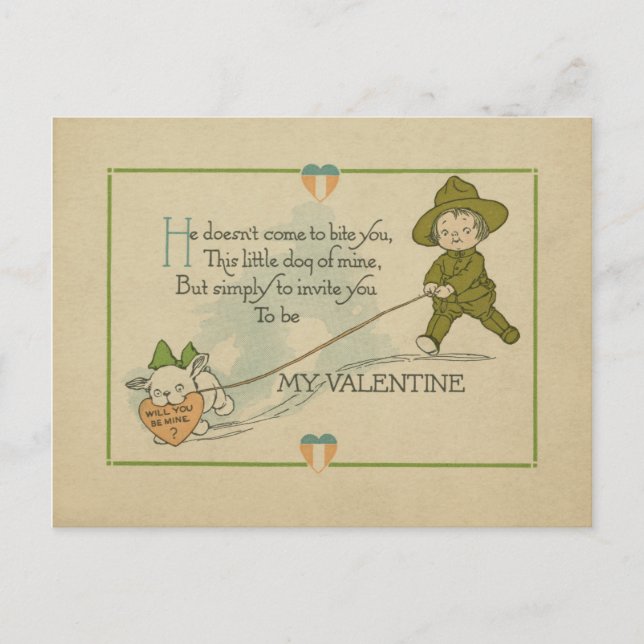 Vintage Era Valentine des Ersten Weltkriegs Postkarte (Vorderseite)