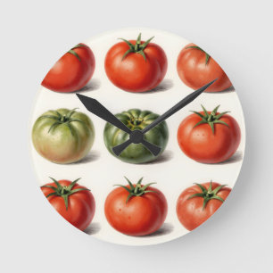 Vintage-Erbstück-Tomaten-Sorte Botanisches Gitter Runde Wanduhr