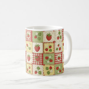 Vintage-Erdbeer-Patchwork-Cottagecore-Muster Kaffeetasse