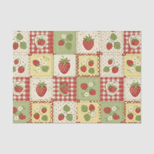 Vintage-Erdbeer-Patchwork-Cottagecore-Muster Seidenpapier